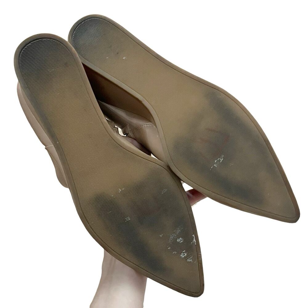 Nordstrom Prince Wedge Ankle Boots 9.5M Leather Nude Pointed Toe Minimalist - Picture 10 of 10